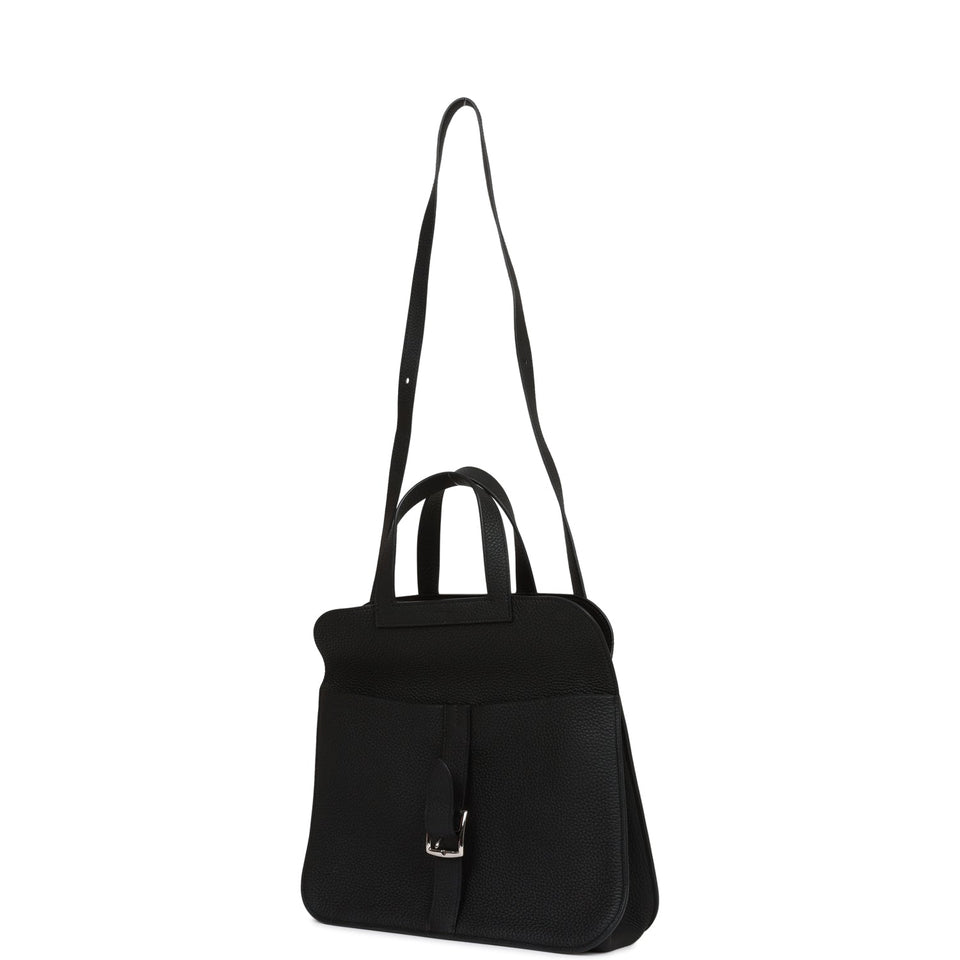 Hermes Halzan 25 Black Clemence Palladium Hardware