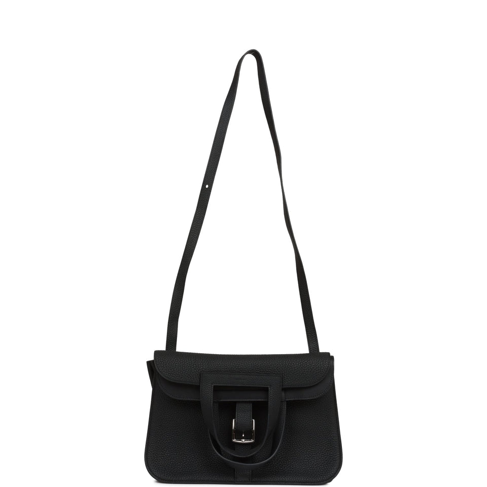 Hermes Halzan 25 Black Clemence Palladium Hardware
