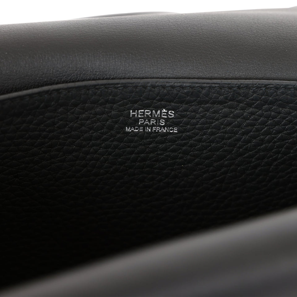 Hermes Halzan 25 Black Clemence Palladium Hardware
