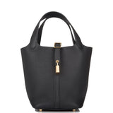Hermes Black Clemence Picotin Lock 18cm Gold Hardware