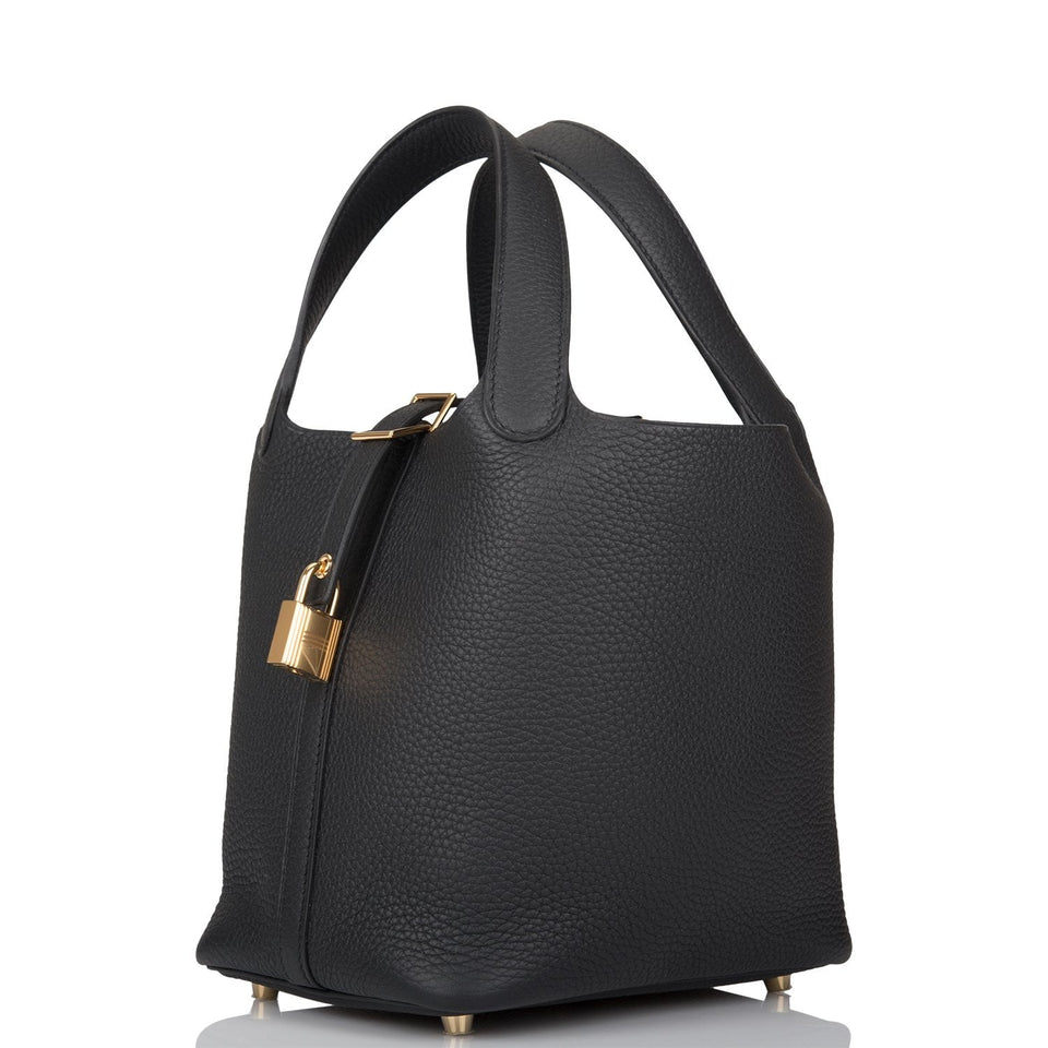 Hermes Black Clemence Picotin Lock 18cm Gold Hardware
