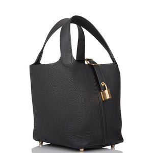 Hermes Black Clemence Picotin Lock 18cm Gold Hardware