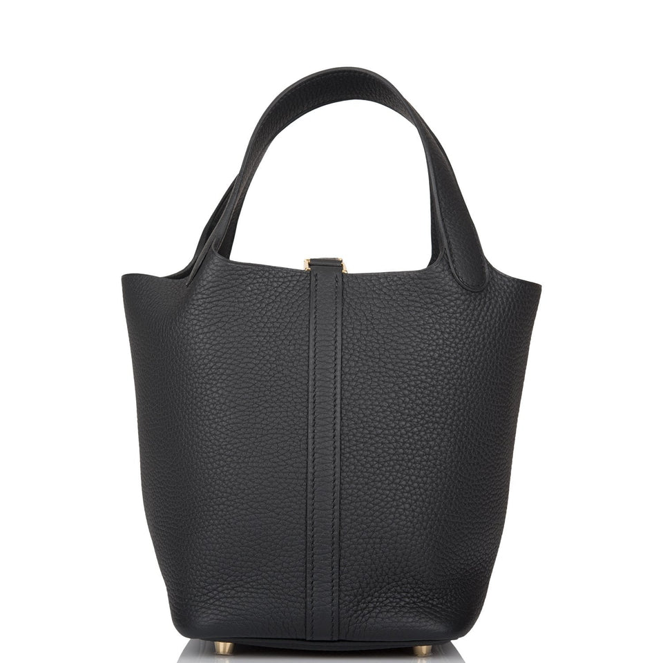 Hermes Black Clemence Picotin Lock 18cm Gold Hardware