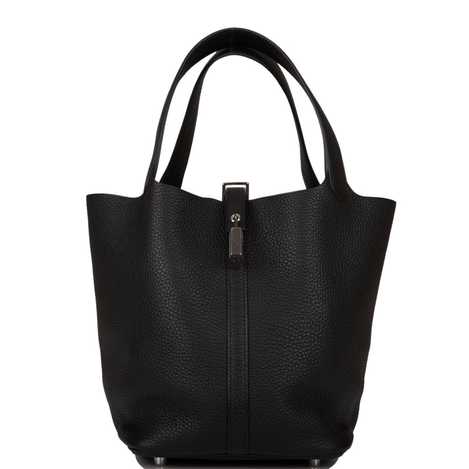 Hermes Black Clemence Picotin Lock 22cm Palladium Hardware