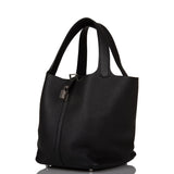 Hermes Black Clemence Picotin Lock 22cm Palladium Hardware