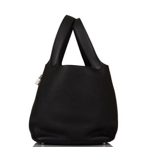 Hermes Black Clemence Picotin Lock 22cm Palladium Hardware