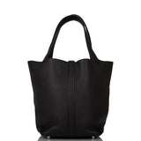 Hermes Black Clemence Picotin Lock 22cm Palladium Hardware
