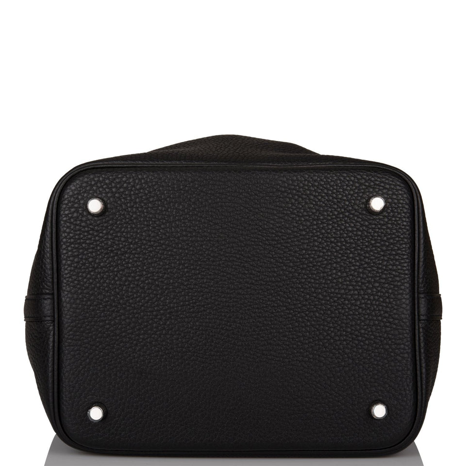 Hermes Black Clemence Picotin Lock 22cm Palladium Hardware