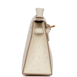 Hermes Kelly Pochette Beton Ostrich Gold Hardware