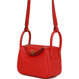 Hermes Mini Lindy Rouge de Coeur Clemence Gold Hardware