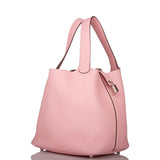 Hermes Rose Sakura Clemence Picotin Lock 22cm Palladium Hardware