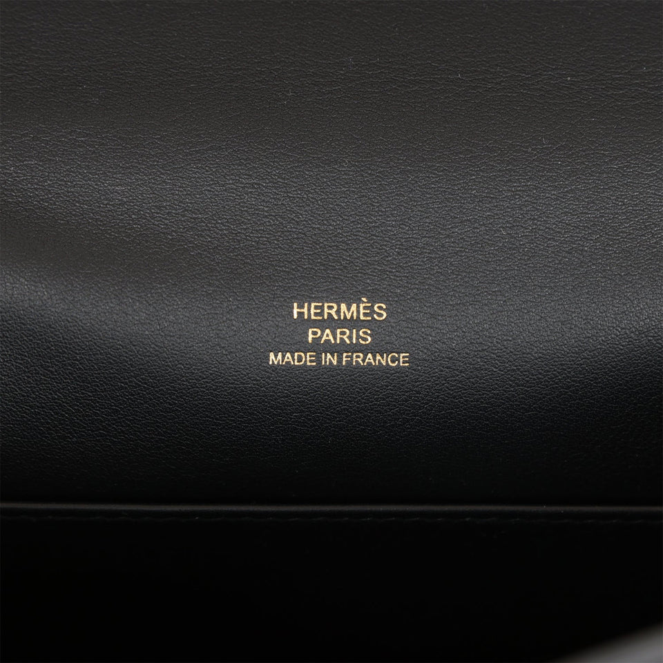 Hermes Kelly Pochette Black Swift Rose Gold Hardware