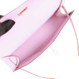 Hermes Kelly Pochette Mauve Sylvestre Swift Rose Gold Hardware