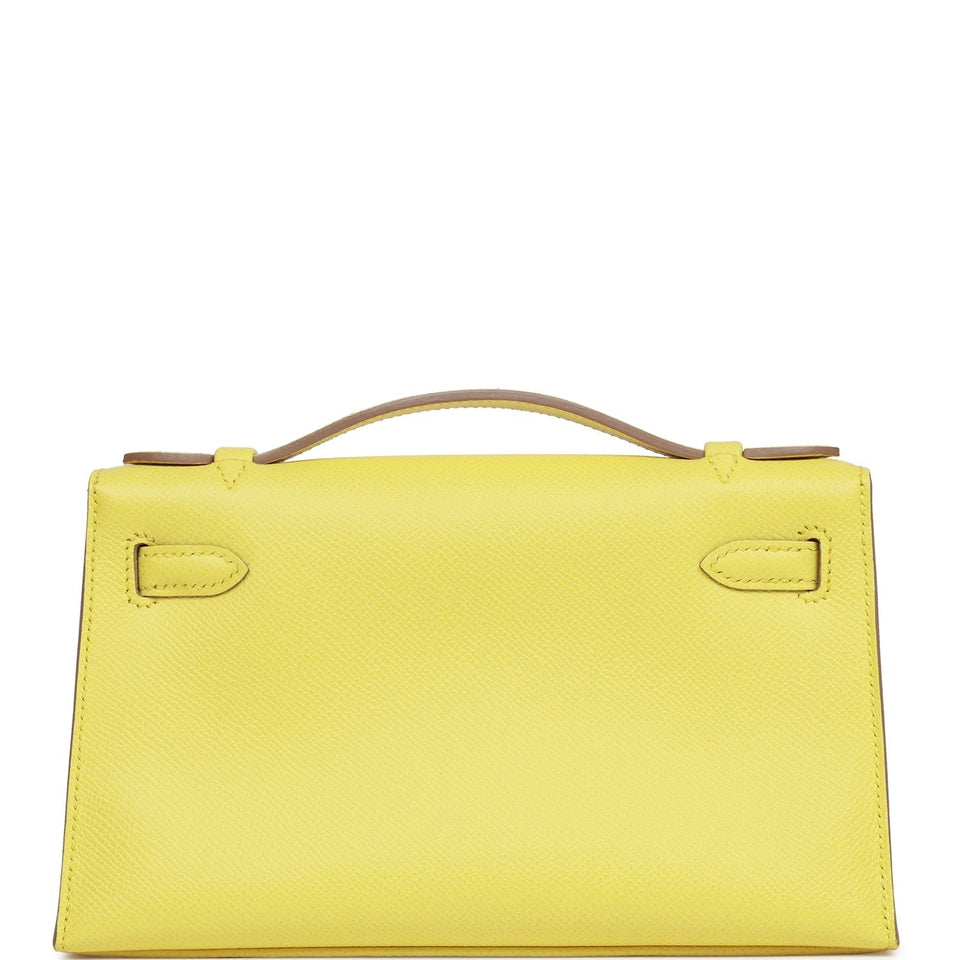 Hermes Kelly Pochette Soufre Epsom Gold Hardware