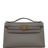 Hermes Kelly Pochette Gris Meyer Swift Gold Hardware
