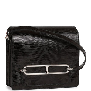 Hermes Mini Sac Roulis 18 Black Lizard Palladium Hardware