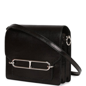 Hermes Mini Sac Roulis 18 Black Lizard Palladium Hardware