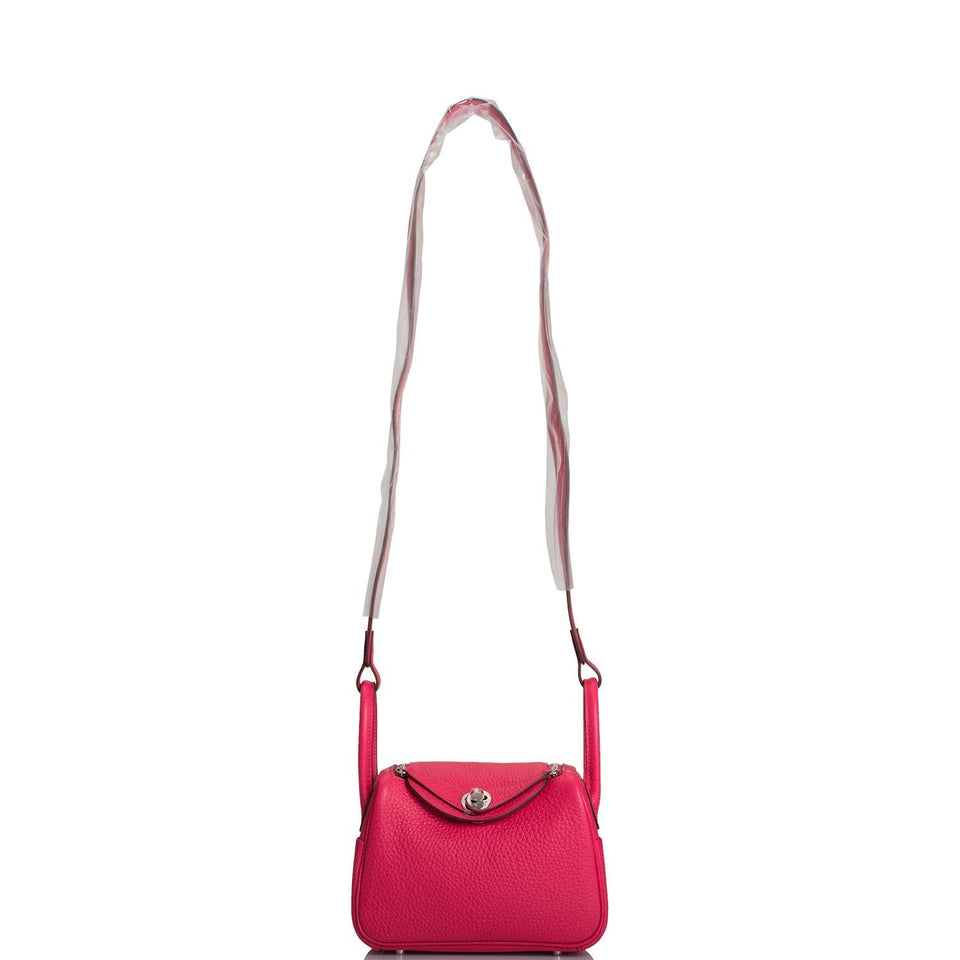 Hermes Mini Lindy Rose Extreme Clemence Palladium Hardware