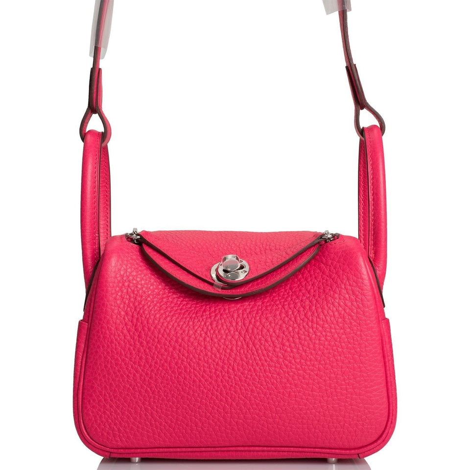 Hermes Mini Lindy Rose Extreme Clemence Palladium Hardware