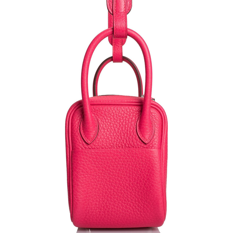 Hermes Mini Lindy Rose Extreme Clemence Palladium Hardware