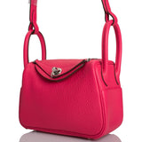 Hermes Mini Lindy Rose Extreme Clemence Palladium Hardware