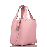 Hermes Rose Sakura Clemence Picotin Lock 18cm Palladium Hardware