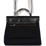Hermes Herbag Zip PM 31 Black Toile H Berline Hunter Gold Hardware