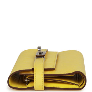 Hermes Medium Kelly Depliant Wallet Jaune Citron Ostrich Palladium Hardware