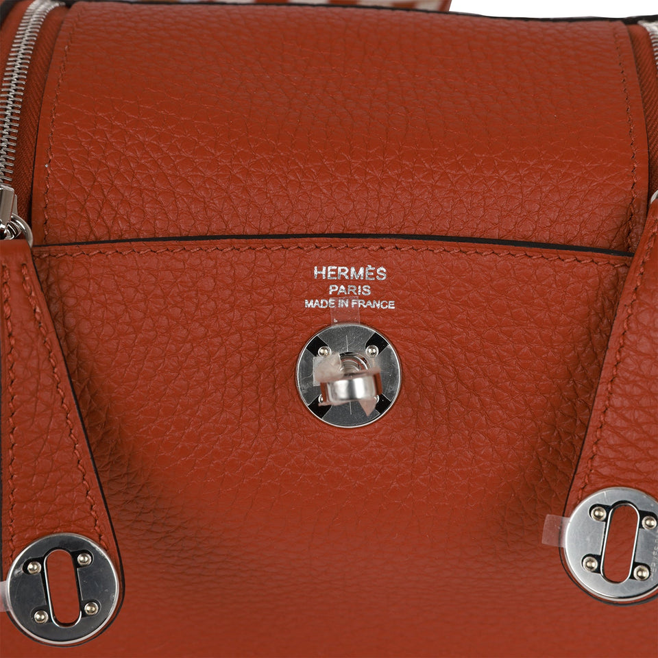 Hermes Mini Lindy Cuivre Clemence Palladium Hardware