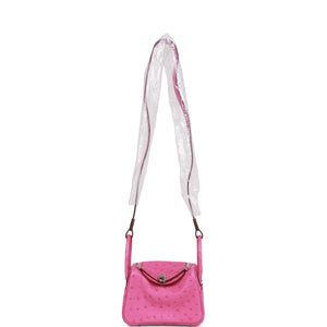 Hermes Mini Lindy Fuchsia Ostrich Palladium Hardware