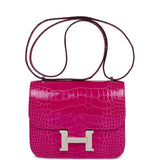 Hermes Constance 18 Rose Mexico Shiny Alligator Palladium Hardware