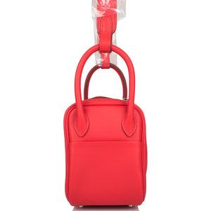 Hermes Mini Lindy Rouge de Coeur Swift Palladium Hardware