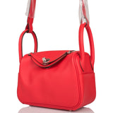 Hermes Mini Lindy Rouge de Coeur Swift Palladium Hardware