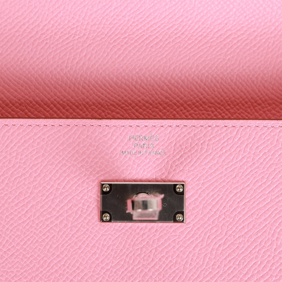 Hermes Kelly Wallet To Go Rose Confetti Epsom Palladium Hardware