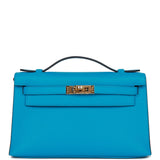 Hermes Kelly Pochette Bleu Frida Swift Gold Hardware