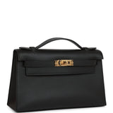Hermes Kelly Pochette Black Swift Gold Hardware