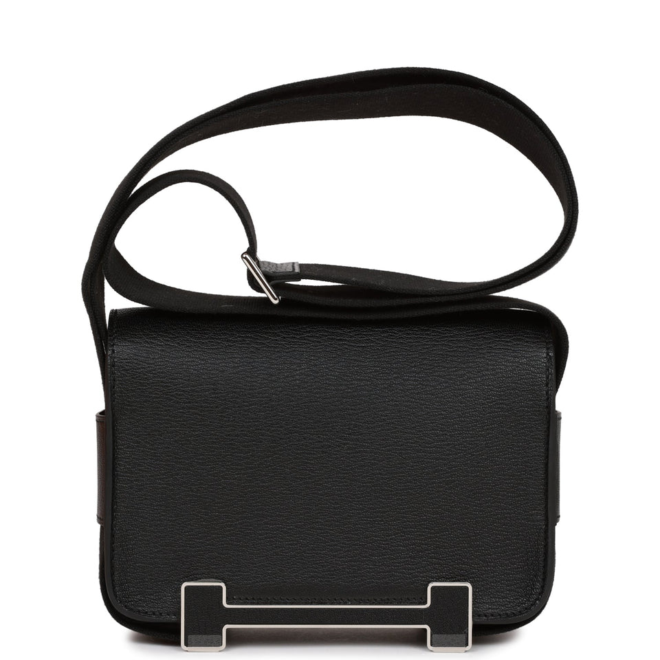Hermes Geta Black Chevre Palladium Hardware