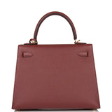 Hermes Kelly Sellier 25 Rouge H Epsom Gold Hardware
