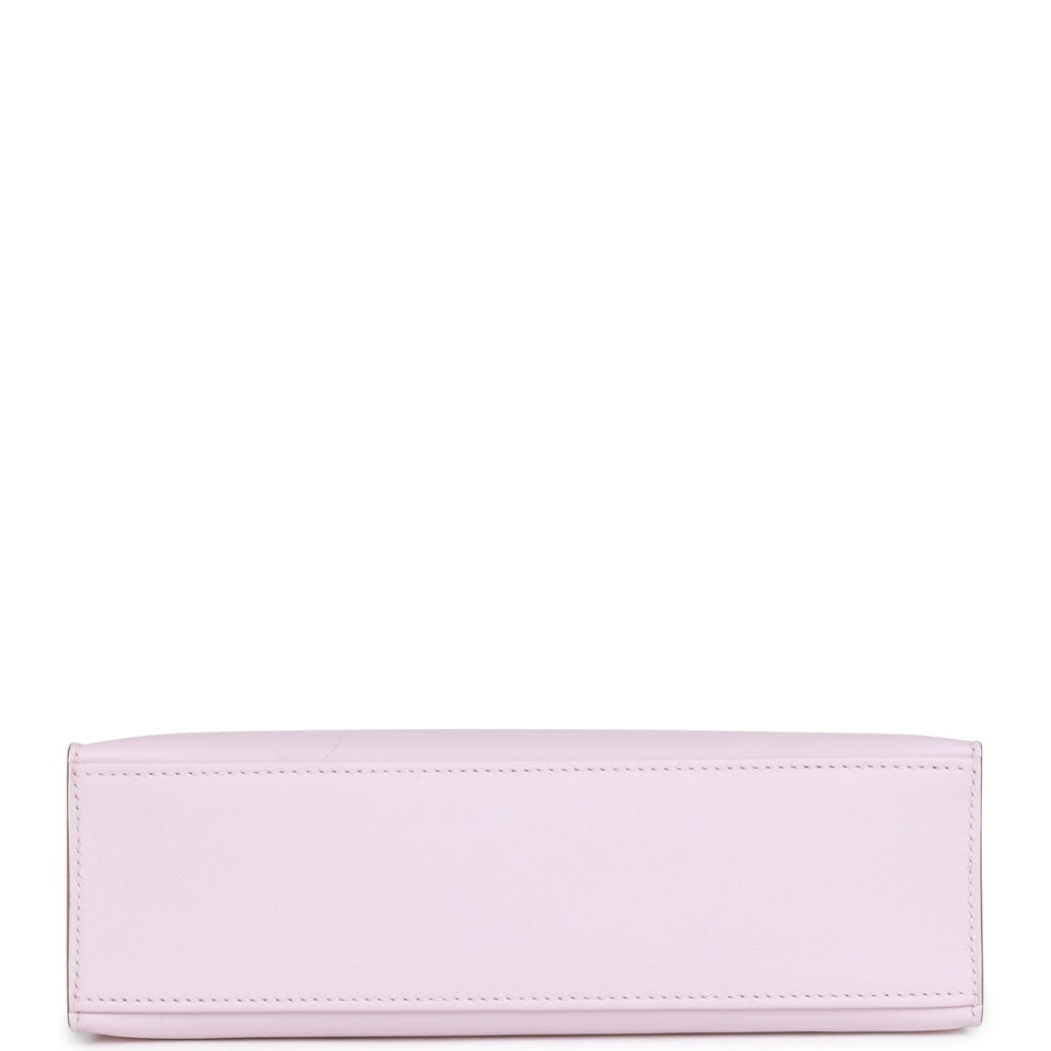 Hermes Kelly Pochette Mauve Pale Swift Palladium Hardware
