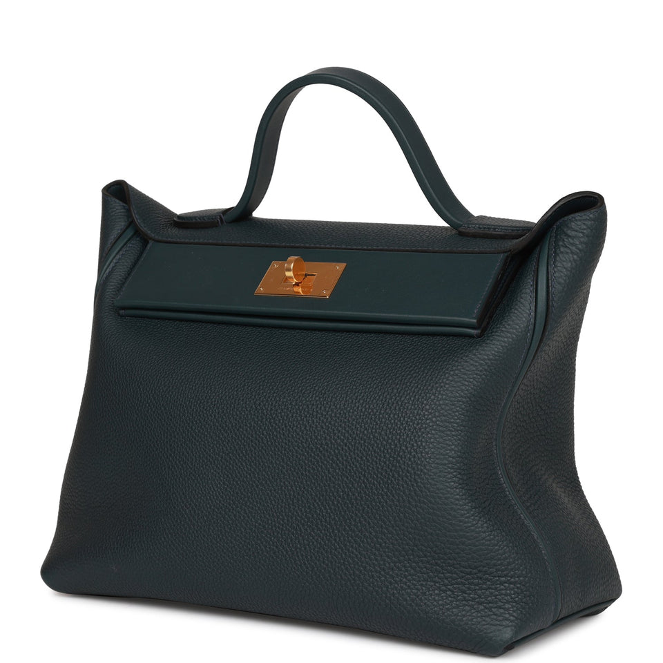 Hermes 24/24 Bag 35 Vert Rousseau Togo and Swift Gold Hardware