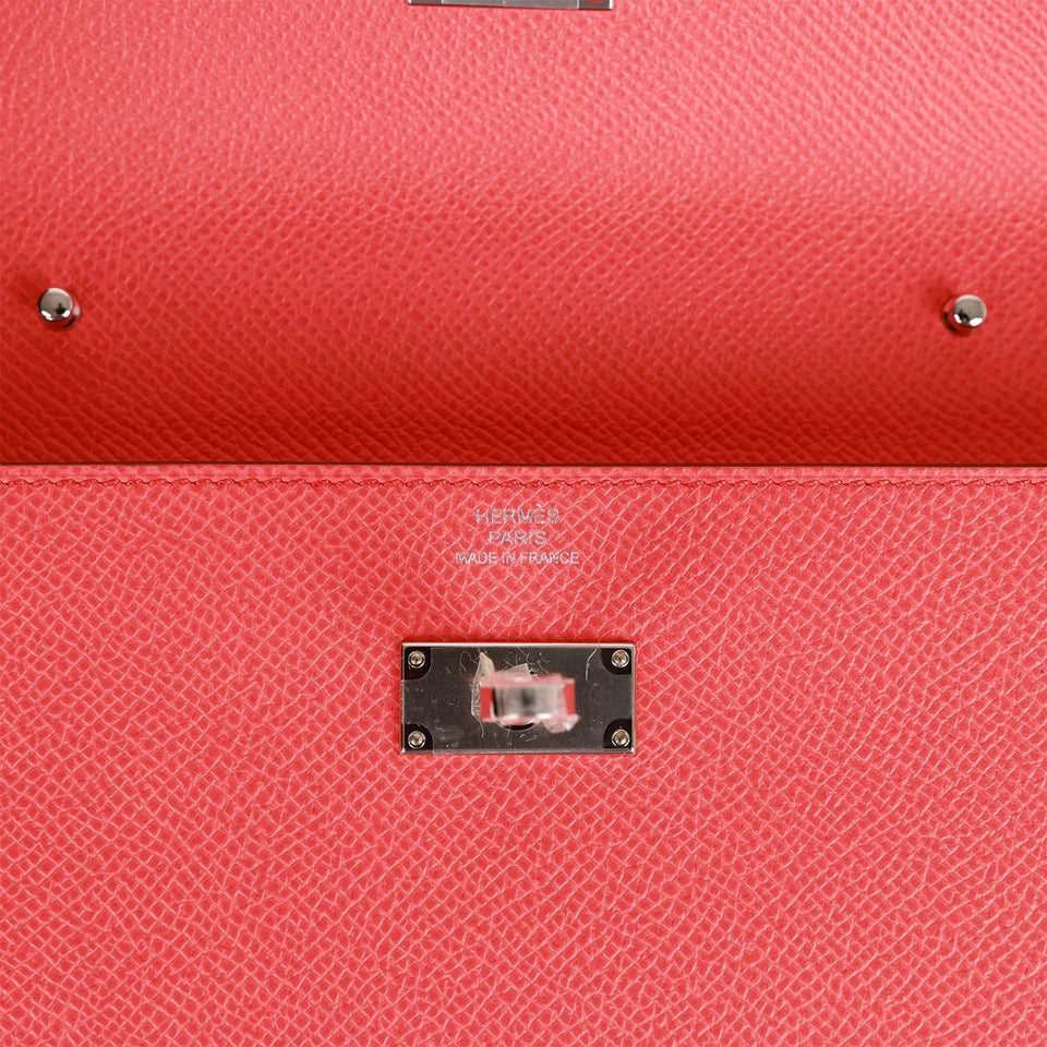 Hermes Kelly Wallet To Go Rose Texas Epsom Palladium Hardware