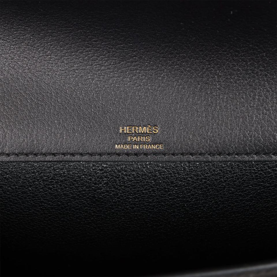 Hermes Kelly Depeches Pouch 25 Black Evergrain Gold Hardware