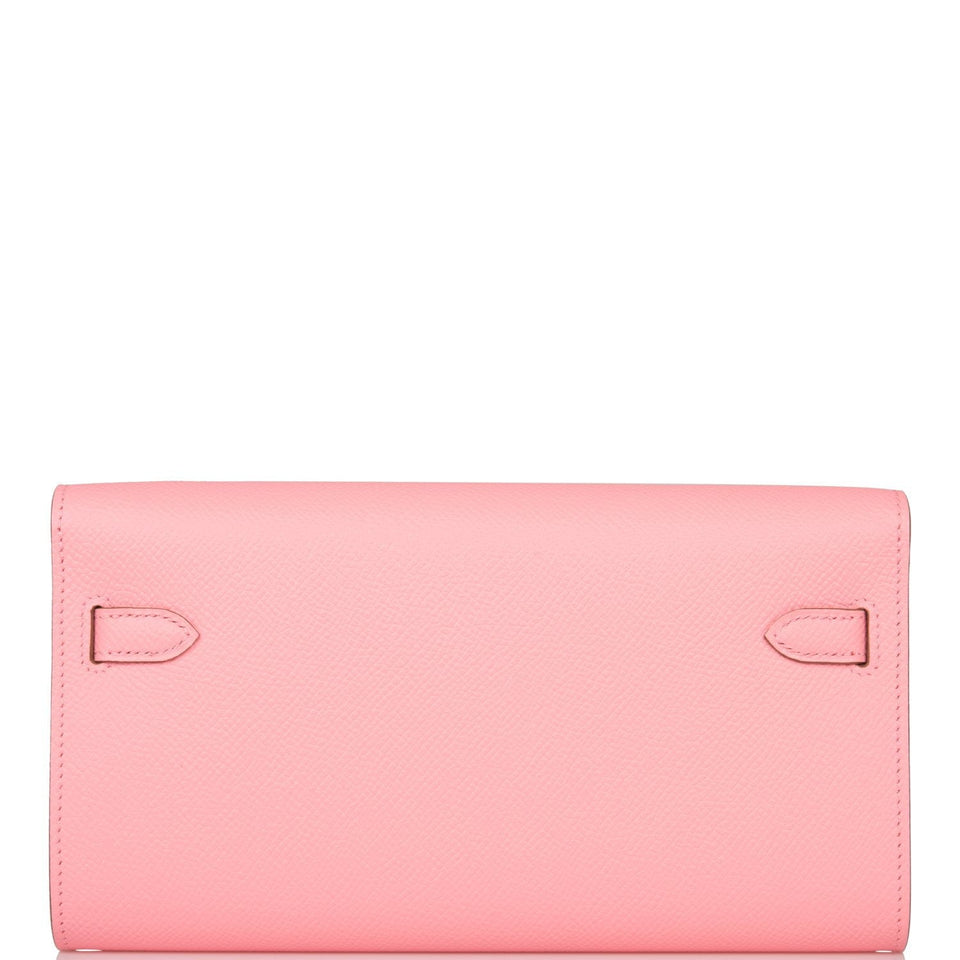 Hermes Kelly Wallet To Go Rose Confetti Epsom Palladium Hardware