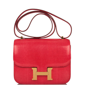 Hermes Mini Constance 18 Rouge Exotique Lizard Niloticus Gold Hardware