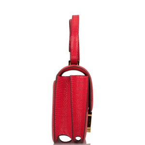 Hermes Mini Constance 18 Rouge Exotique Lizard Niloticus Gold Hardware