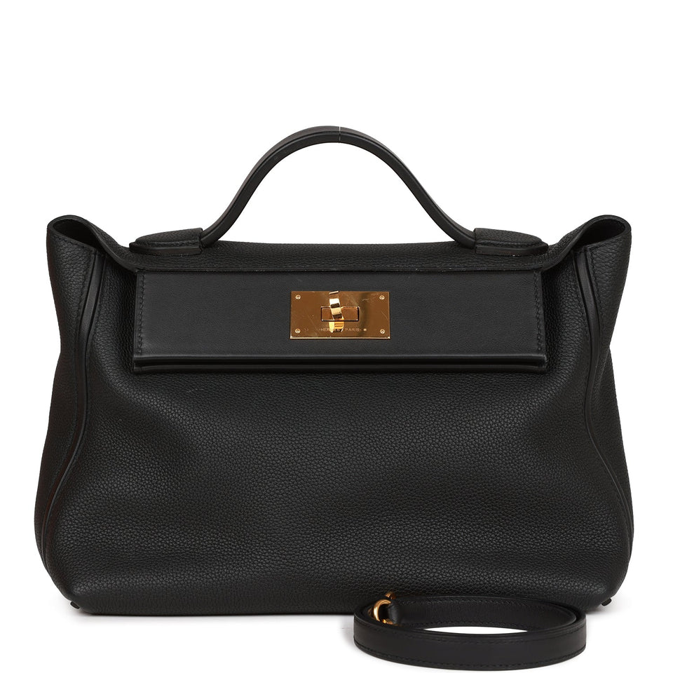 Hermes 24/24 Bag 29 Black Togo and Swift Gold Hardware