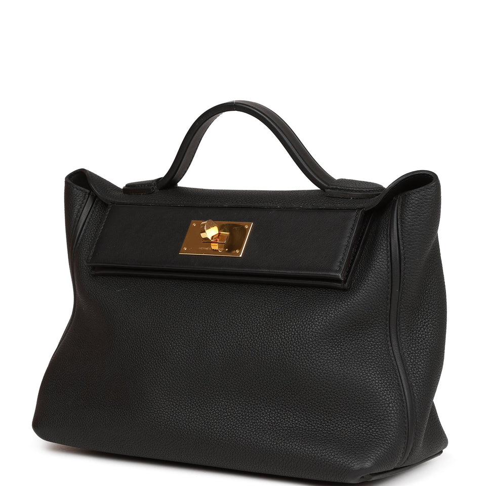 Hermes 24/24 Bag 29 Black Togo and Swift Gold Hardware