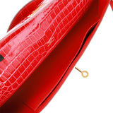 Hermes Kelly Cut Braise Shiny Porosus Crocodile Gold Hardware