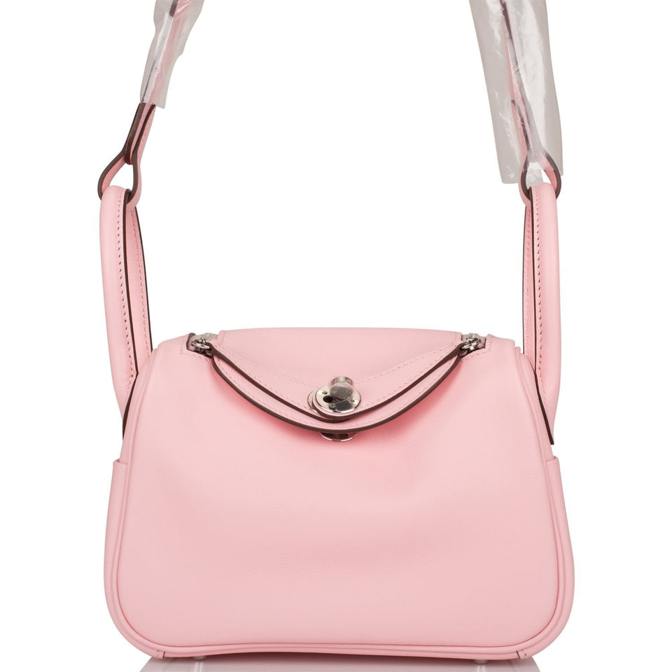 Hermes Mini Lindy Rose Sakura Swift Palladium Hardware