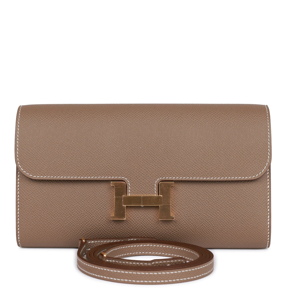 Hermes Constance Wallet To Go Etoupe Epsom Gold Hardware